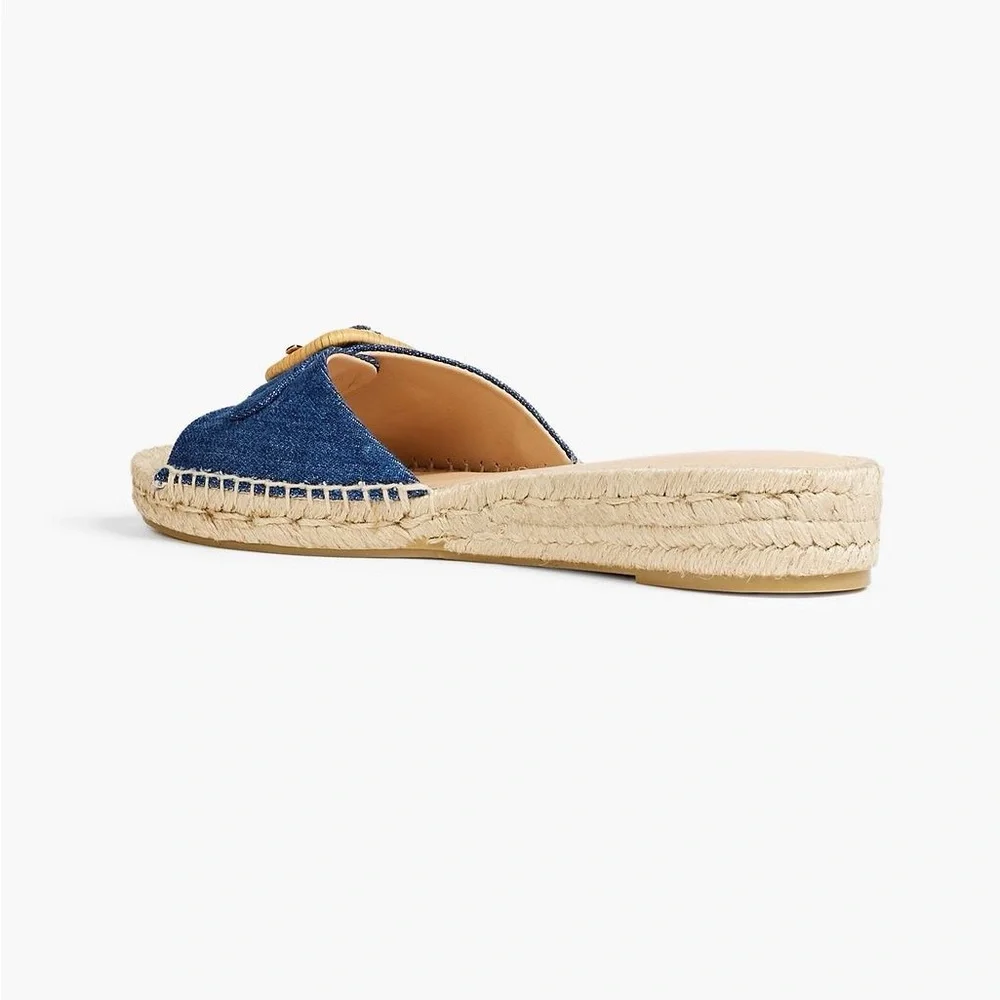 NWOT Veronica Beard Apa buckled denim espadrille slides Size 8